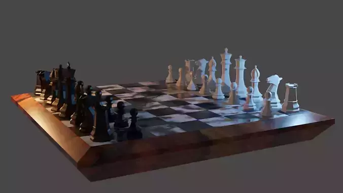 Low poly Chess set board with pieces Free low-poly 3D model