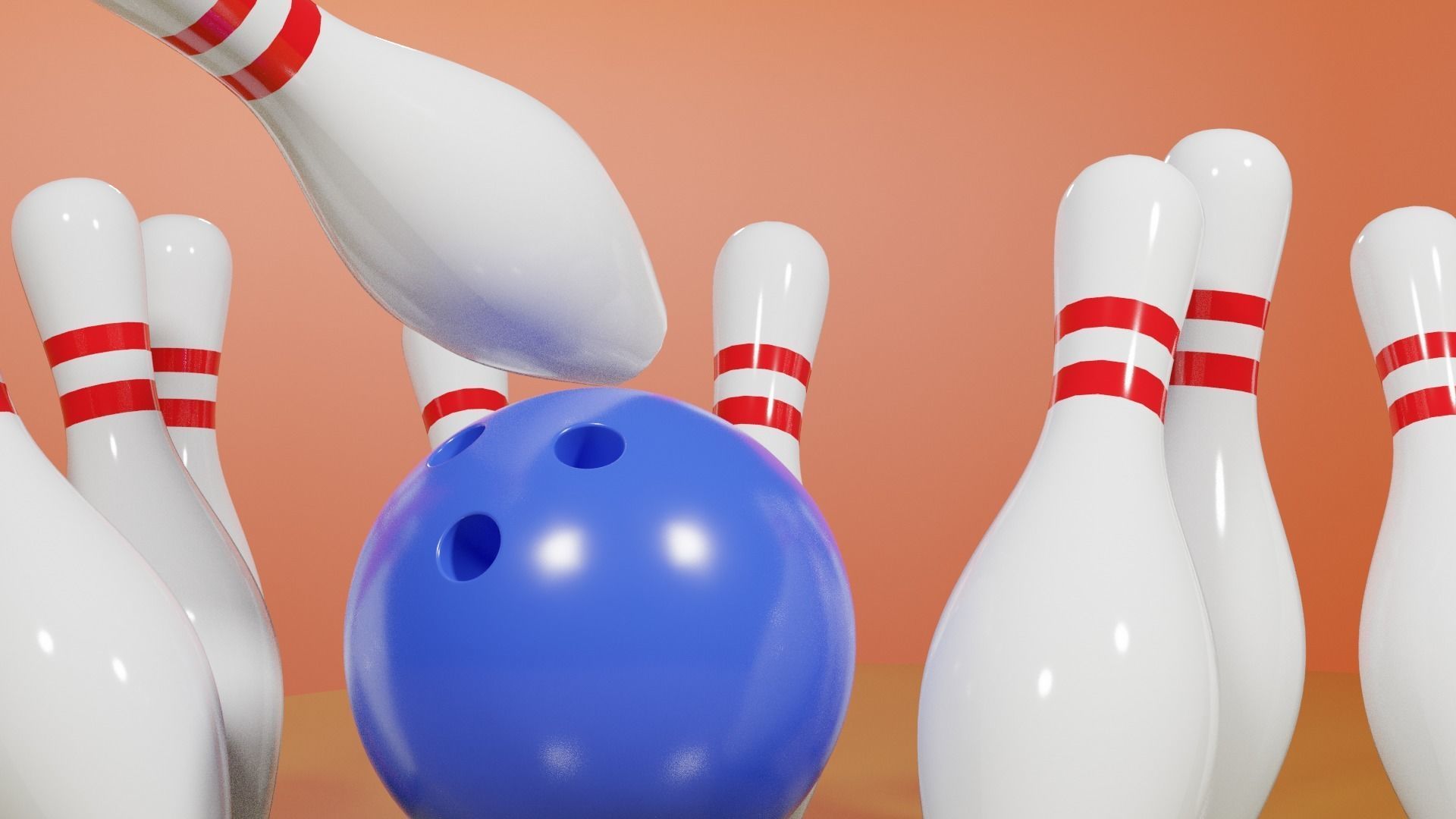 Bowling ball crashing into pins Free low-poly 3D model_2