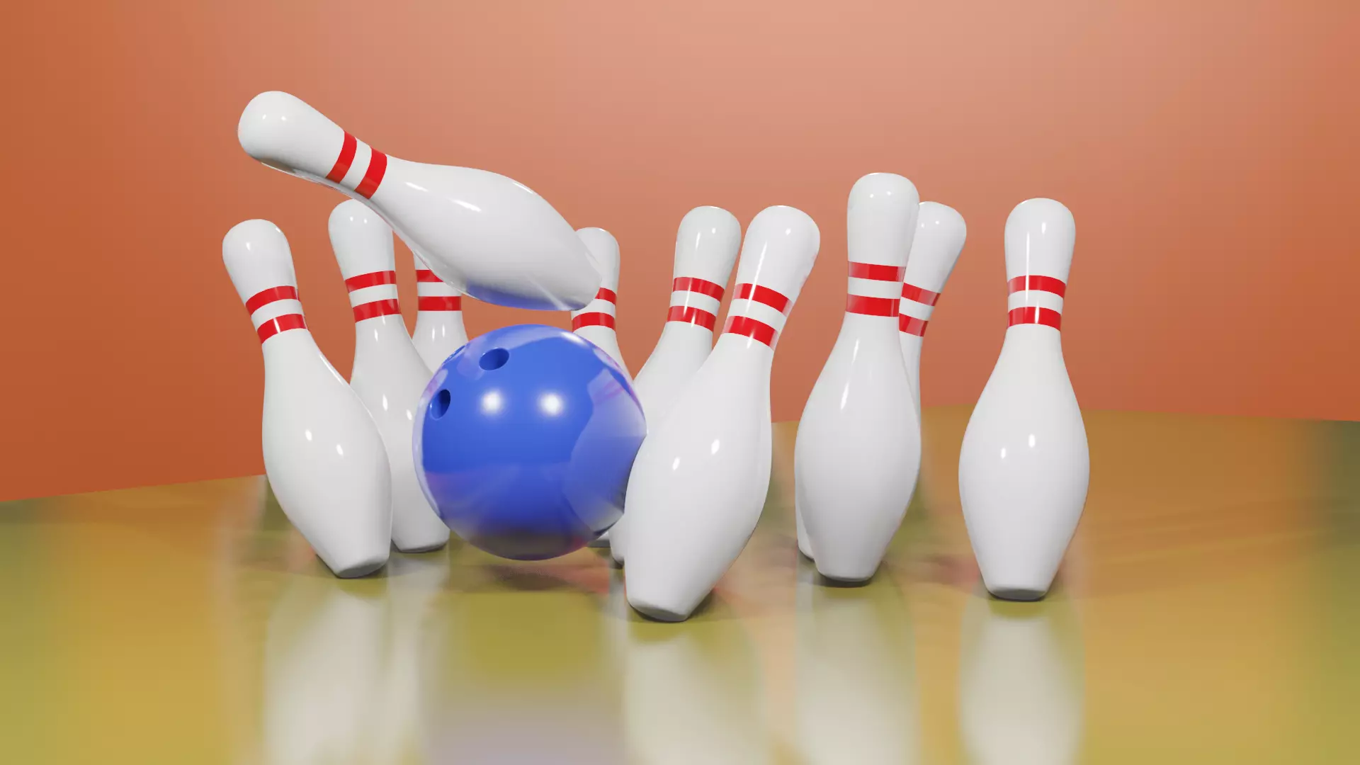 Bowling ball crashing into pins Free low-poly 3D model_0