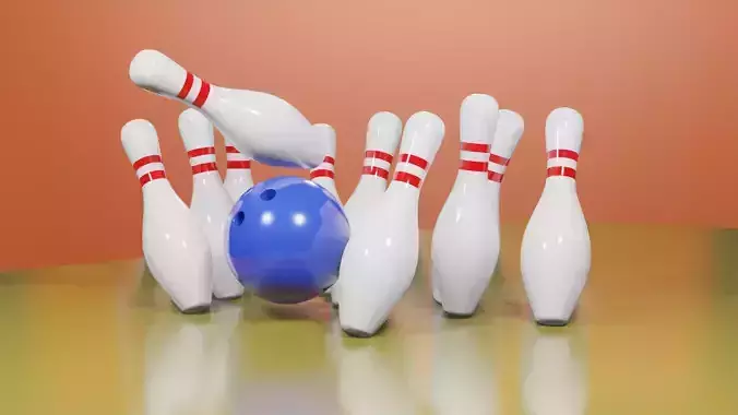 Bowling ball crashing into pins