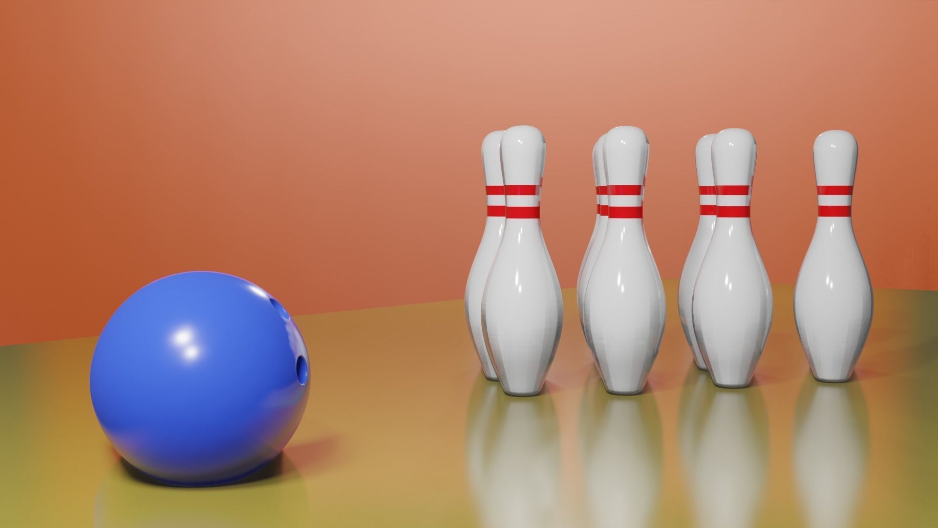 Bowling ball crashing into pins Free low-poly 3D model_1