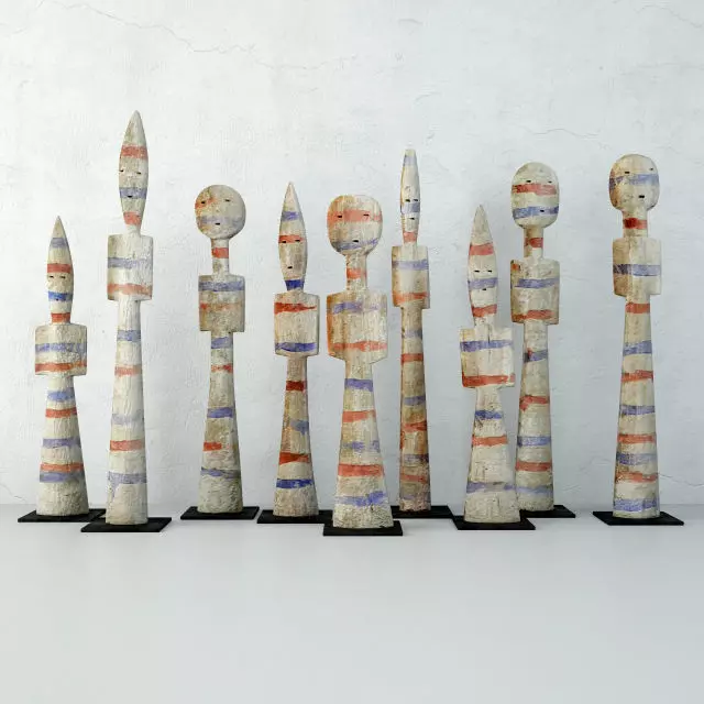 Burkina Faso Wood Figures 3D model