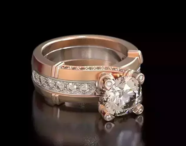 Stylish collapsible ring with two metals 470 3D print model