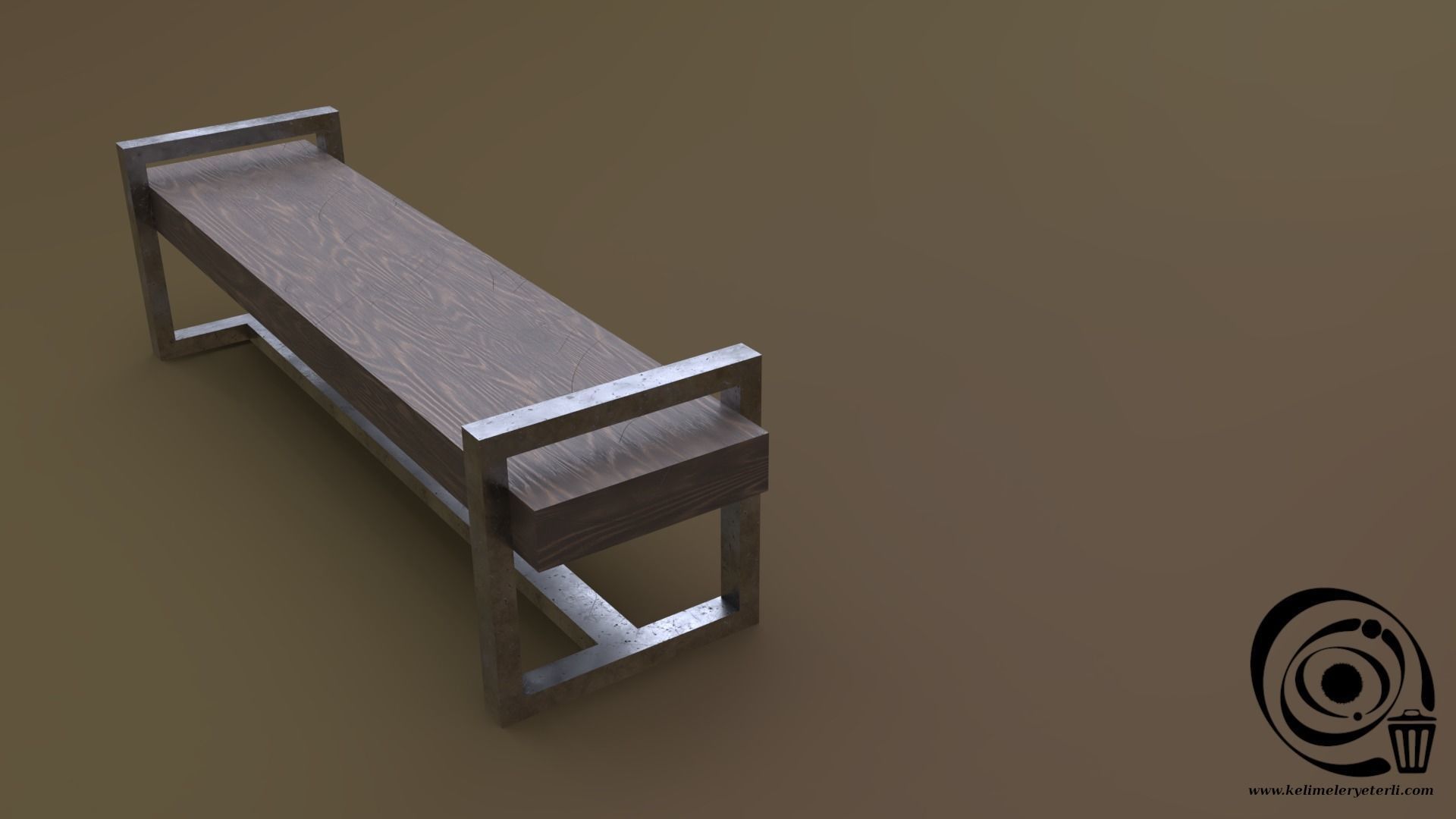 Bench 19 Low-poly 3D model_1