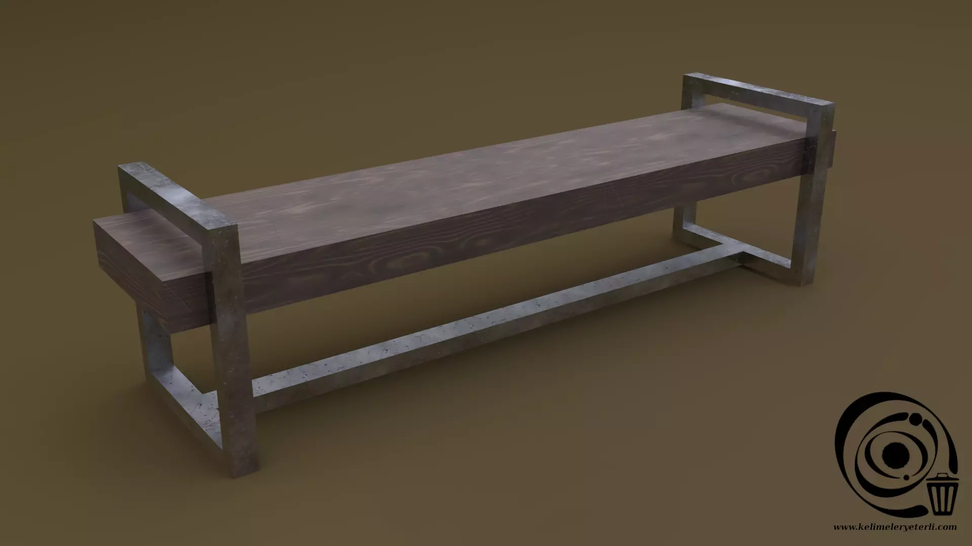 Bench 19 Low-poly 3D model_0