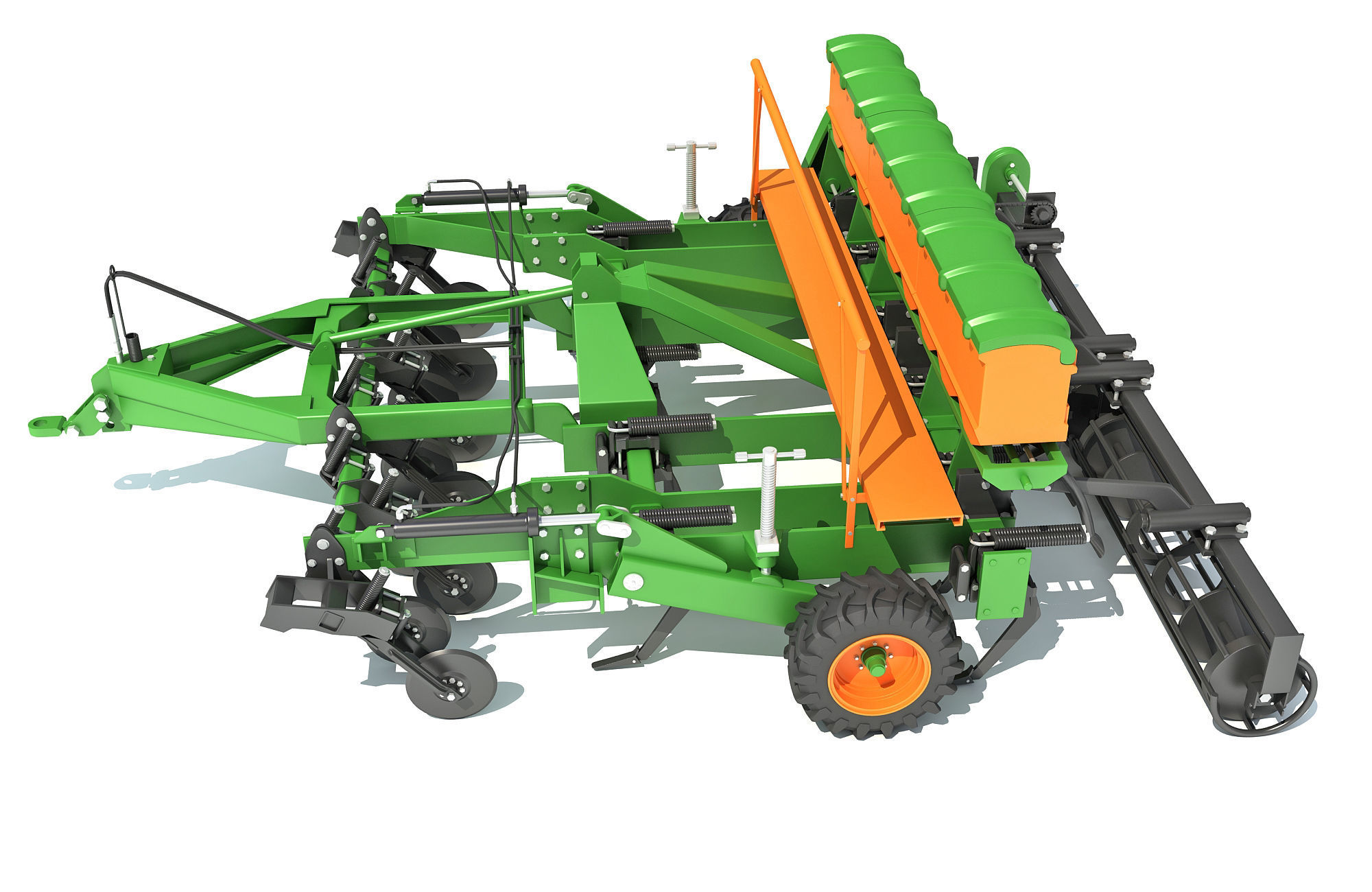 Seed Drill Disc Harrow 3D model_2