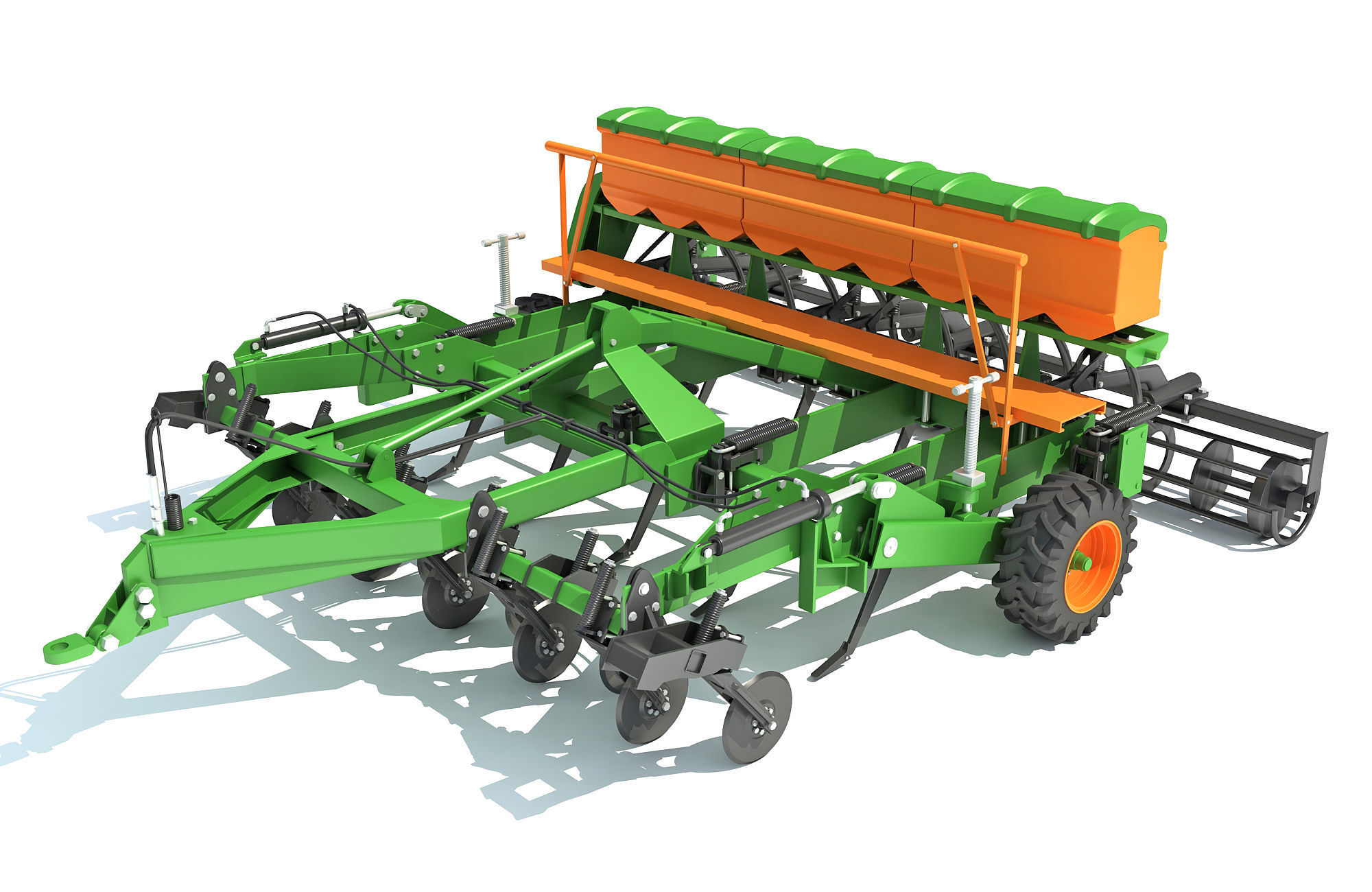 Seed Drill Disc Harrow 3D model_1