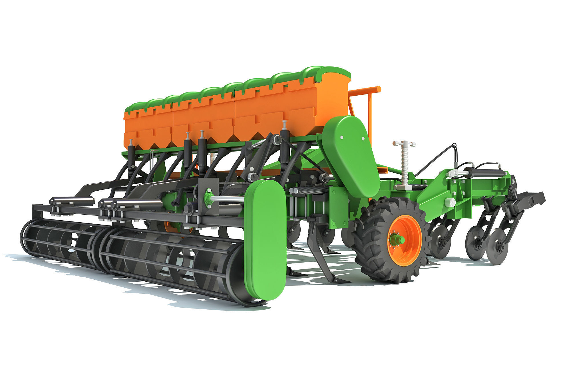 Seed Drill Disc Harrow 3D model_6