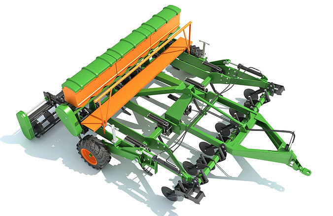 Seed Drill Disc Harrow 3D model