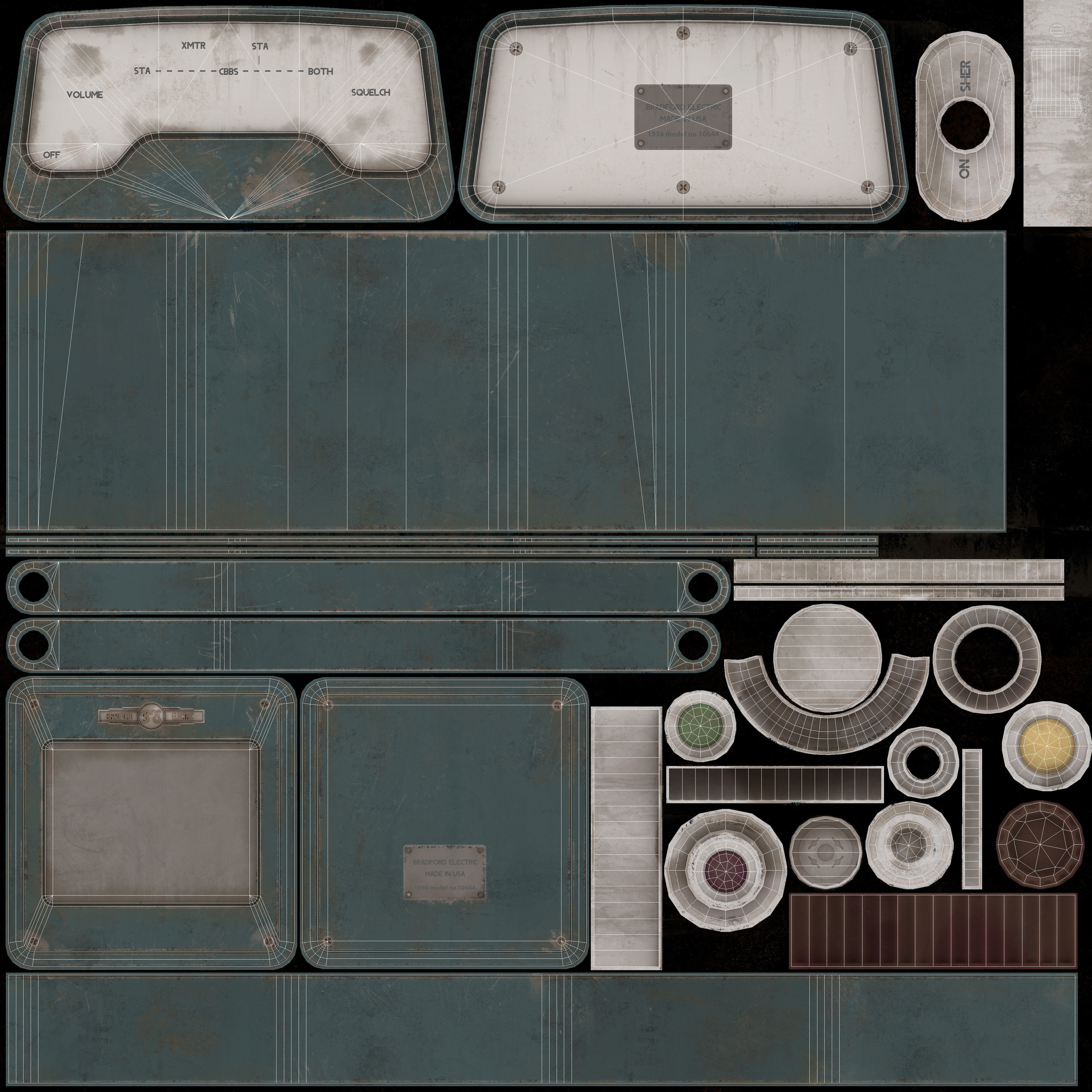 Vintage Police Scanner Low-poly 3D model_5