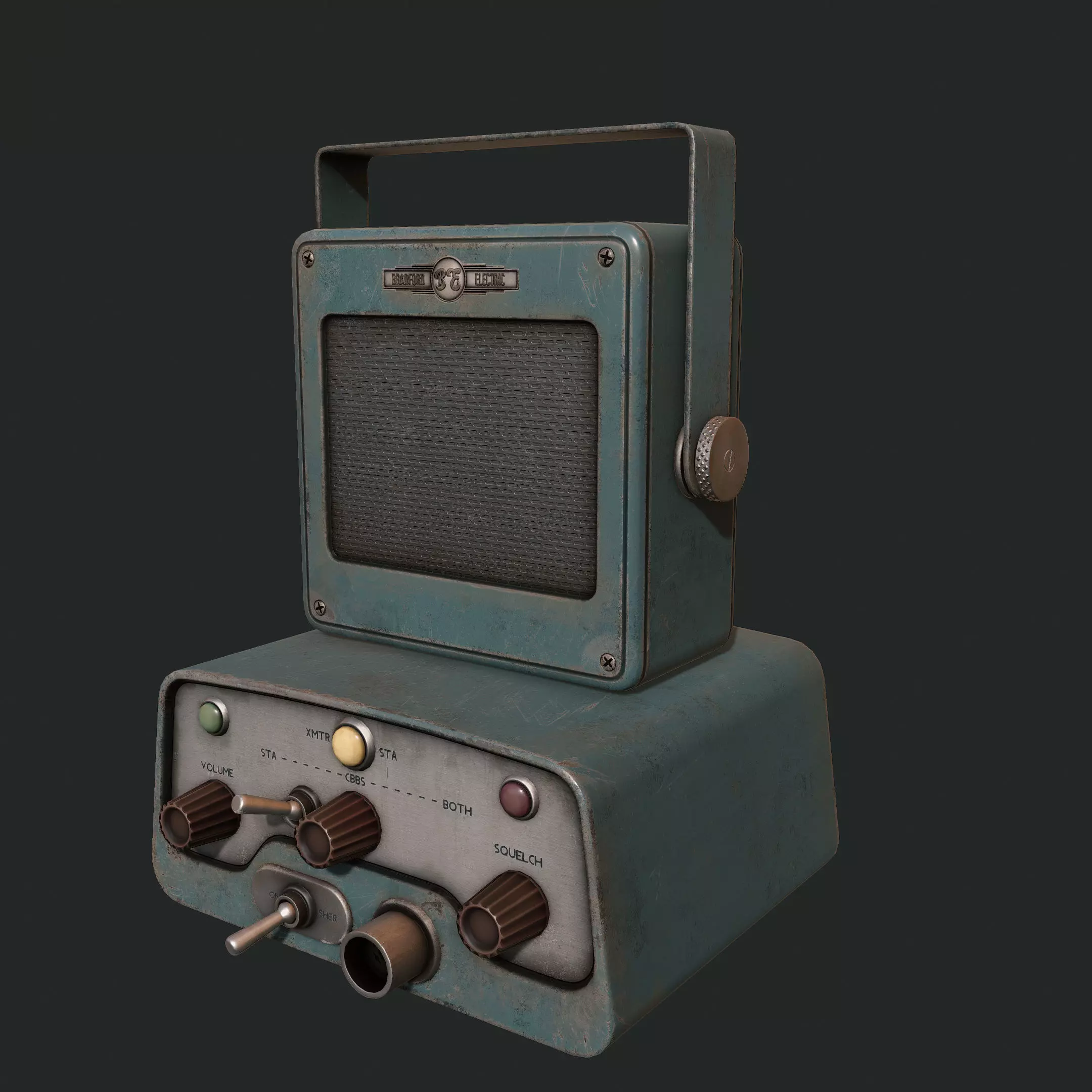 Vintage Police Scanner Low-poly 3D model_0