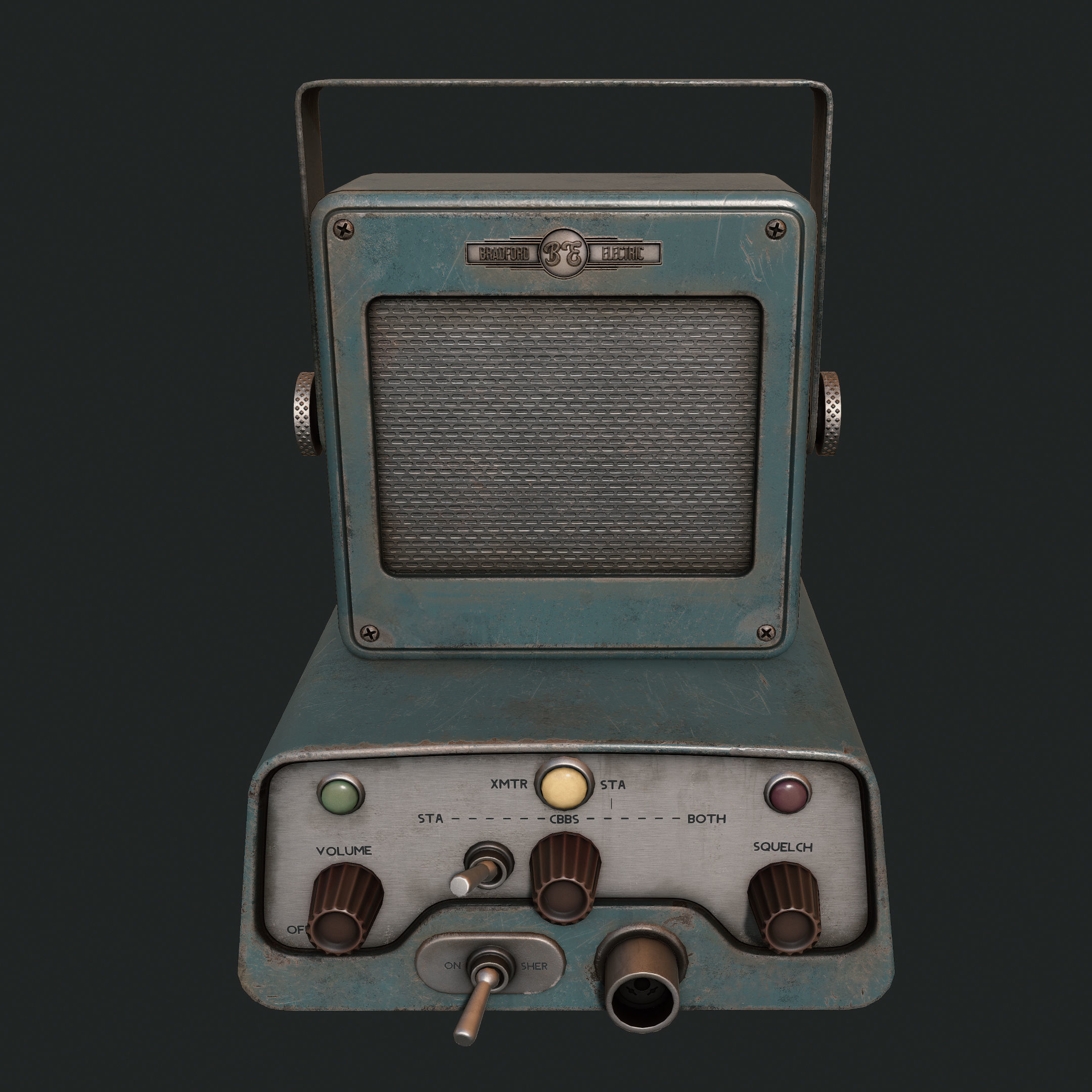 Vintage Police Scanner Low-poly 3D model_1
