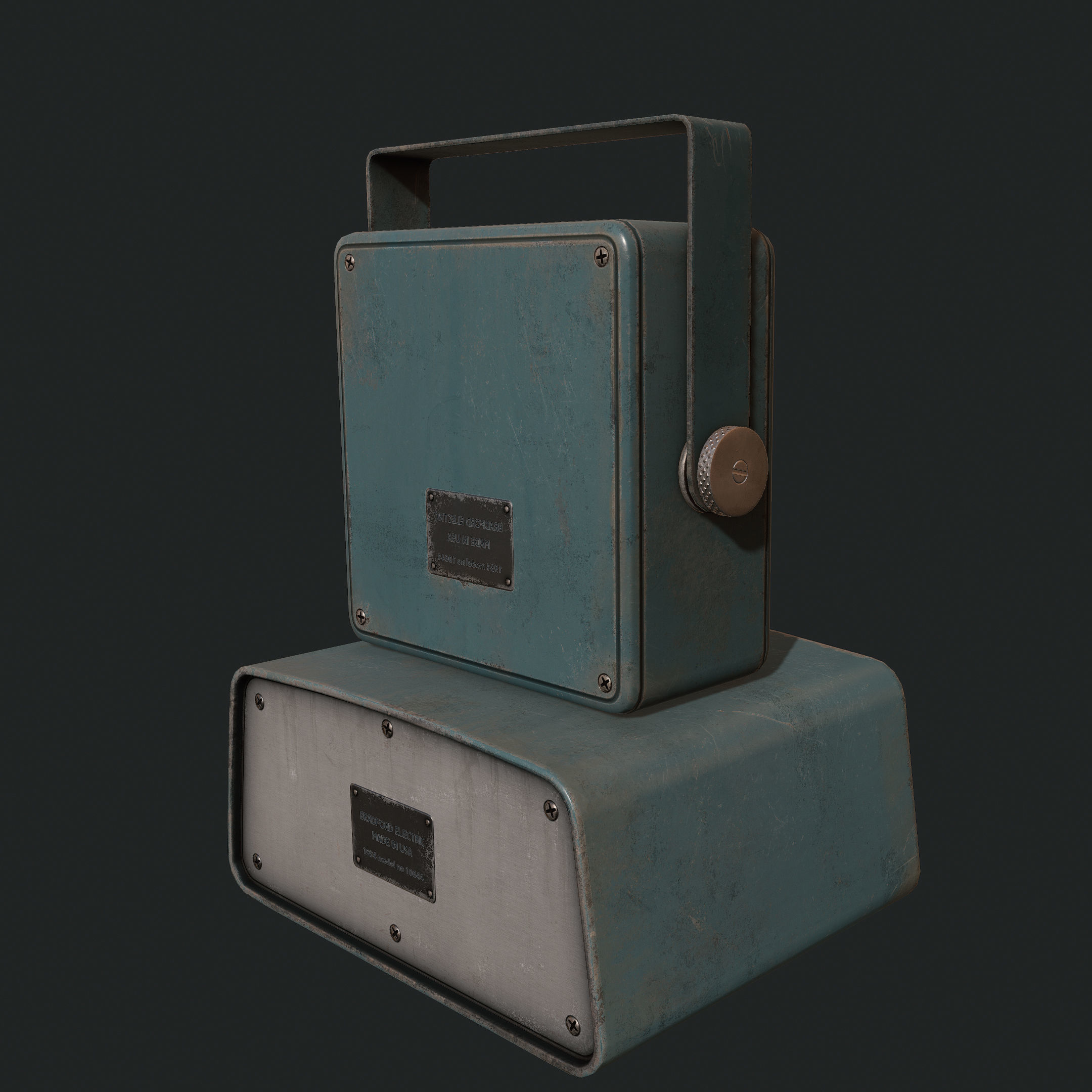 Vintage Police Scanner Low-poly 3D model_2