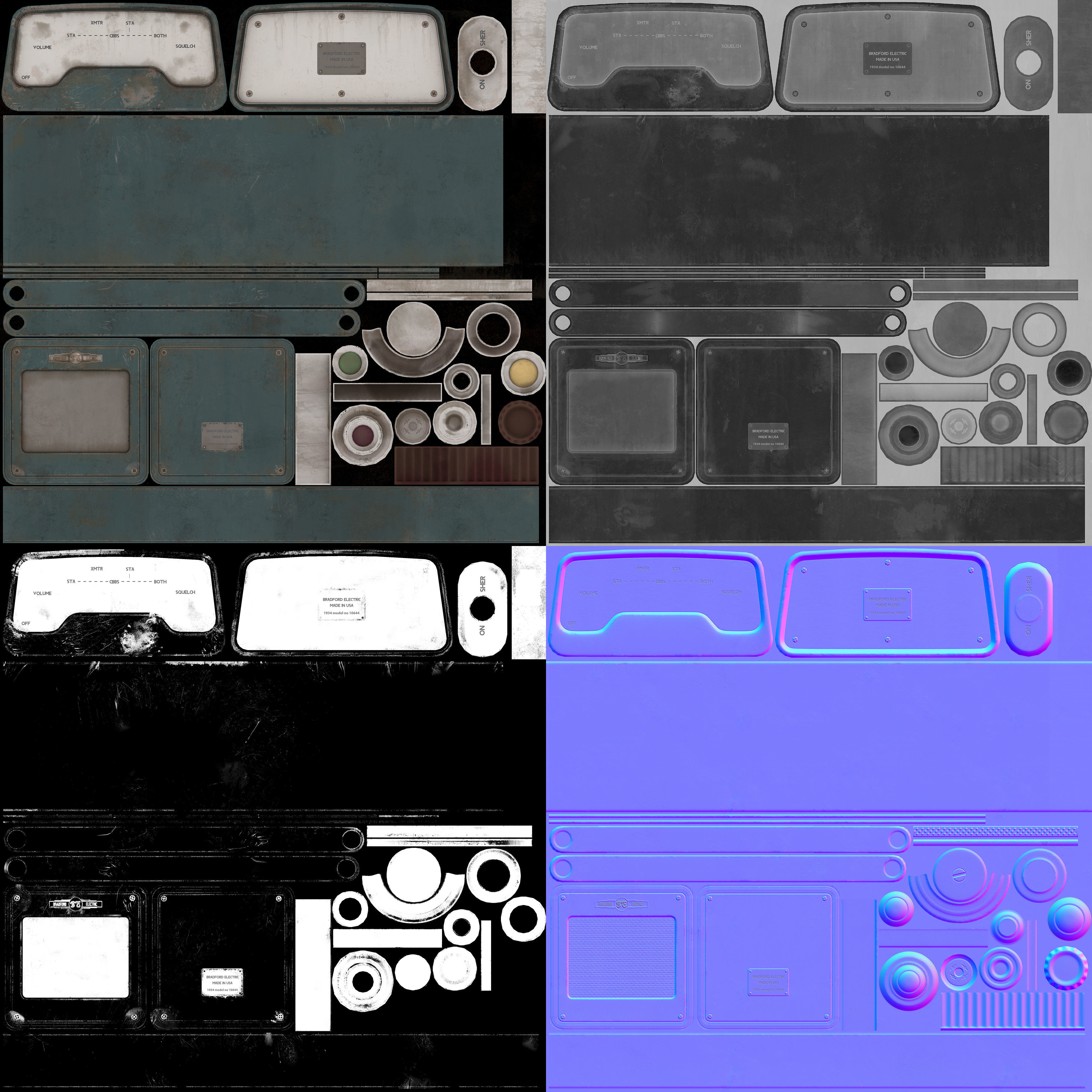 Vintage Police Scanner Low-poly 3D model_4