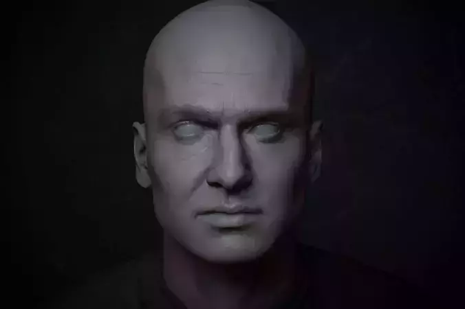 High detailed Male face for game movie