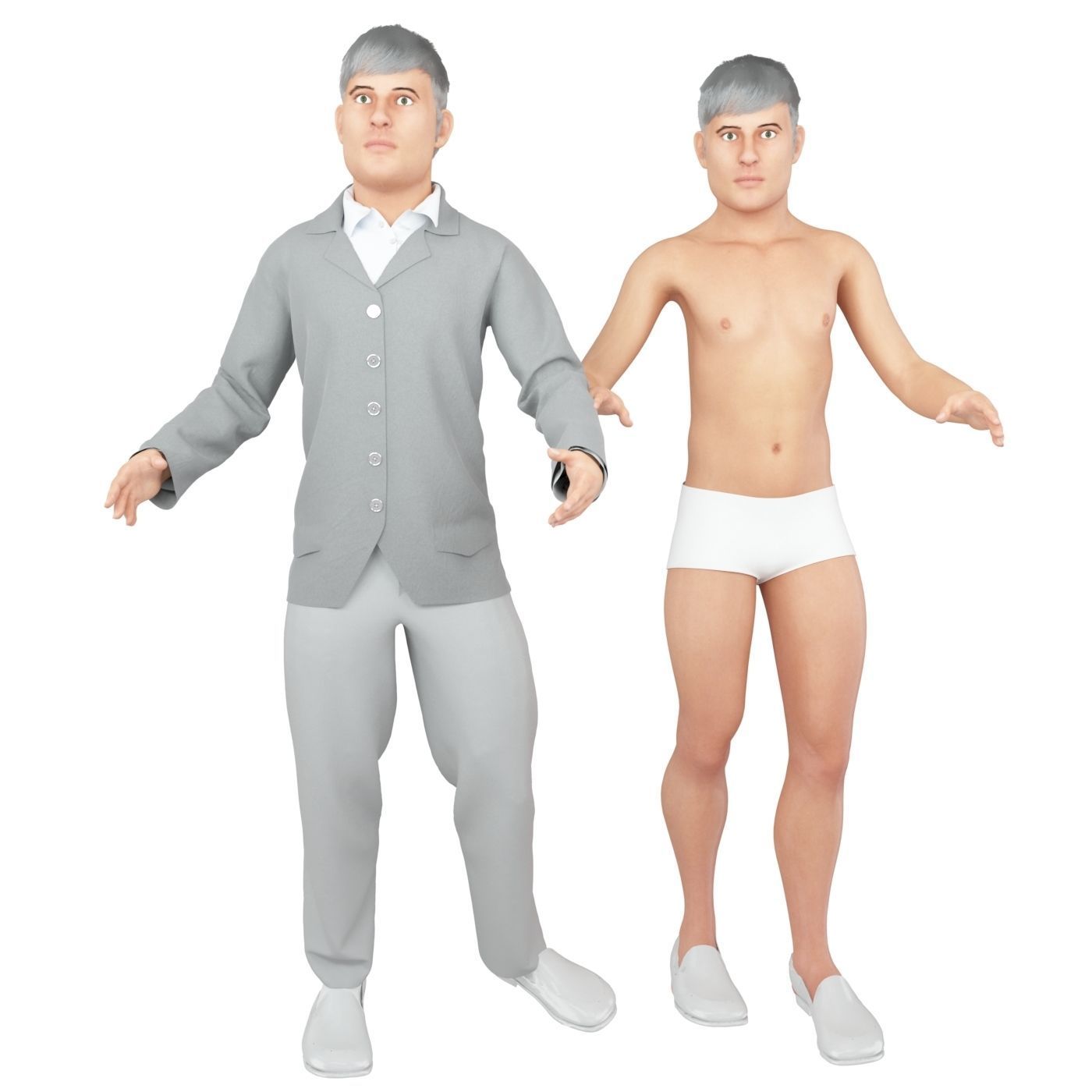 Men real cloth simulation conversation loop animated number 4 3D model_11