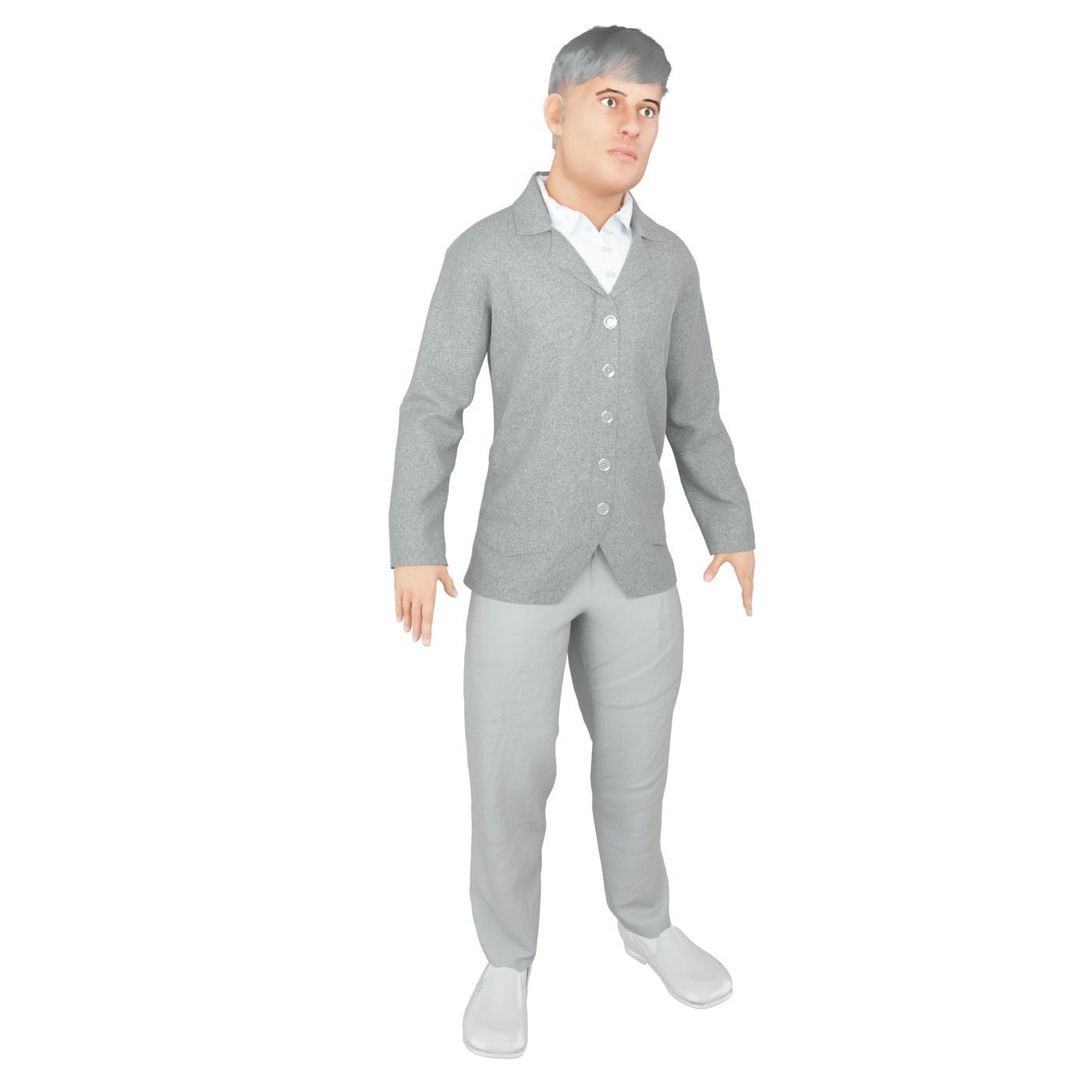 Men real cloth simulation conversation loop animated number 4 3D model_7