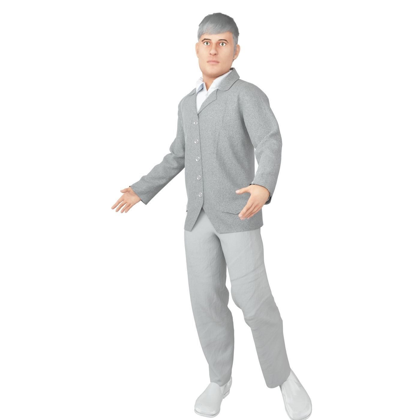 Men real cloth simulation conversation loop animated number 4 3D model_6