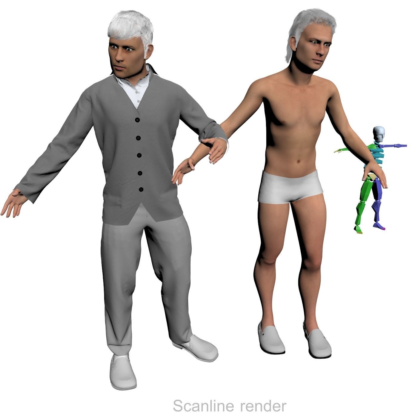 Men real cloth simulation conversation loop animated number 4 3D model_12