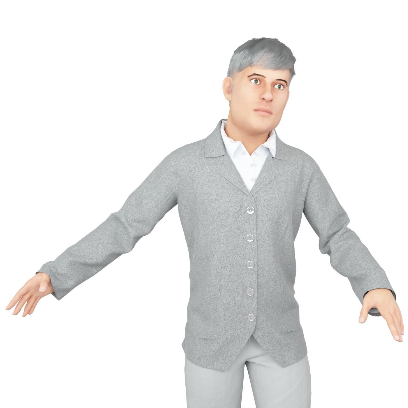 Men real cloth simulation conversation loop animated number 4 3D model_10