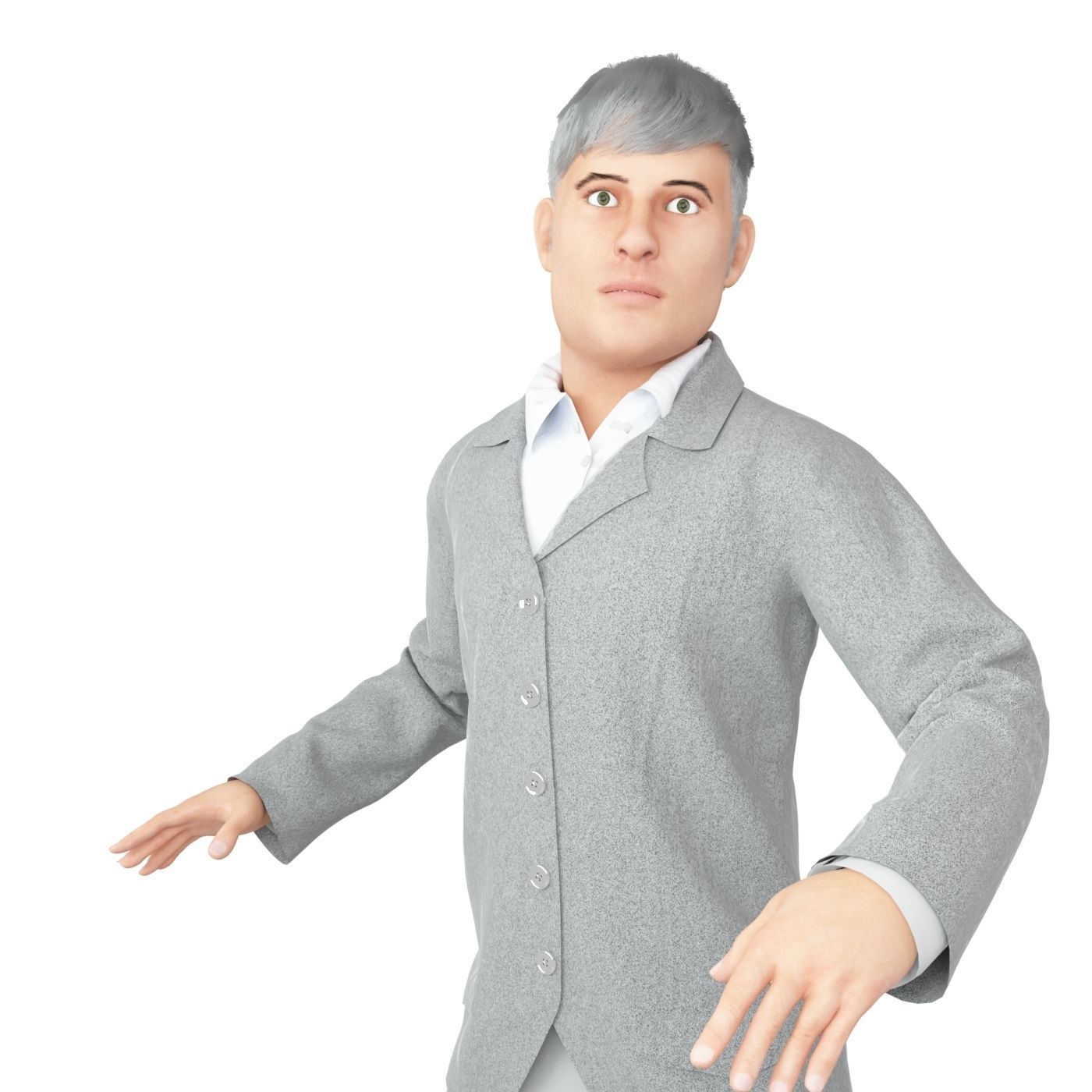 Men real cloth simulation conversation loop animated number 4 3D model_9