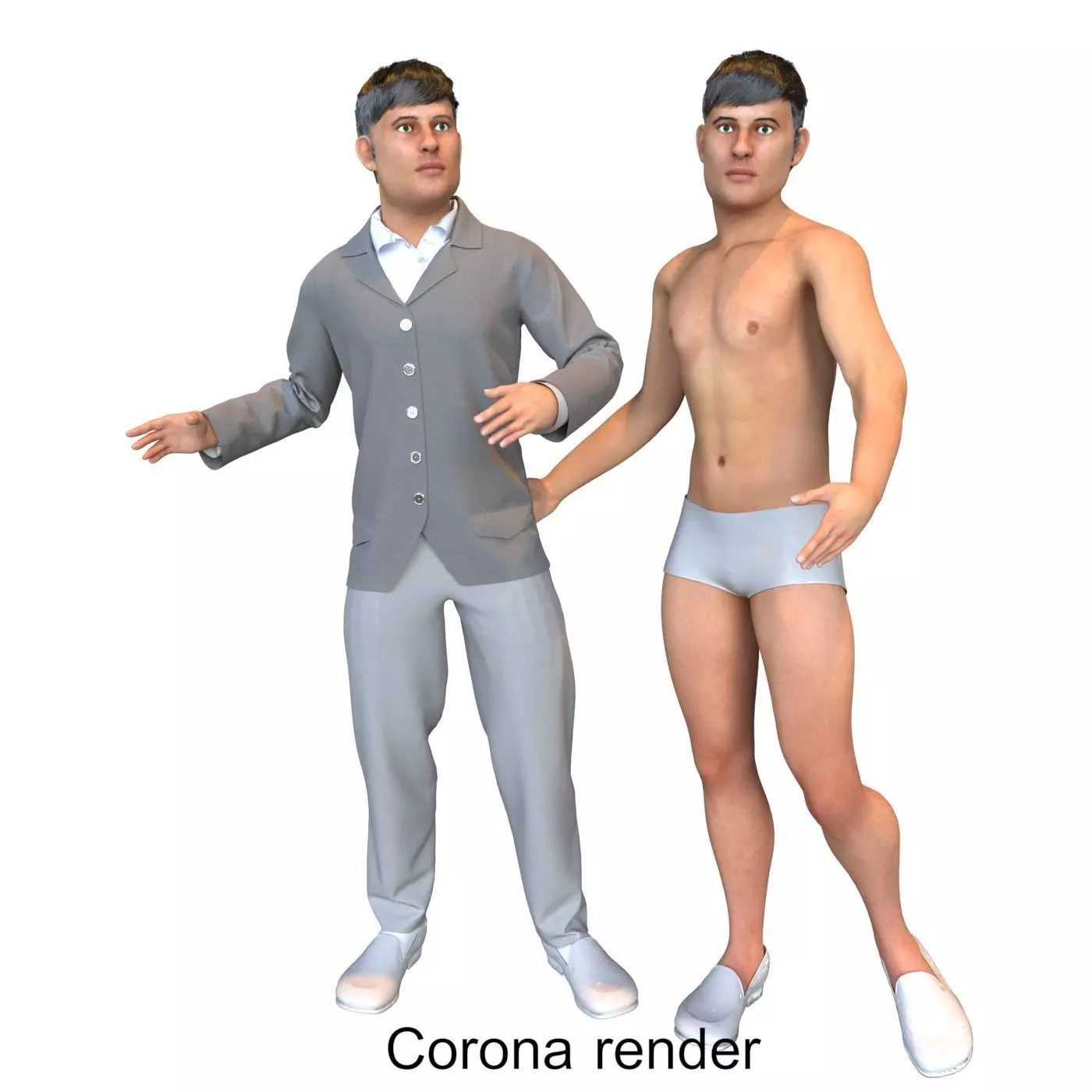 Men real cloth simulation conversation loop animated number 4 3D model_0