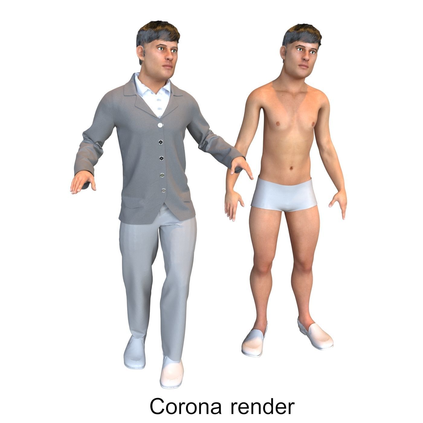 Men real cloth simulation conversation loop animated number 4 3D model_5