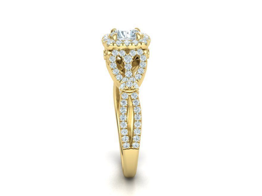 Petite  Cushion Halo ring 3dmodel with 5mm round stone 3D print model_24