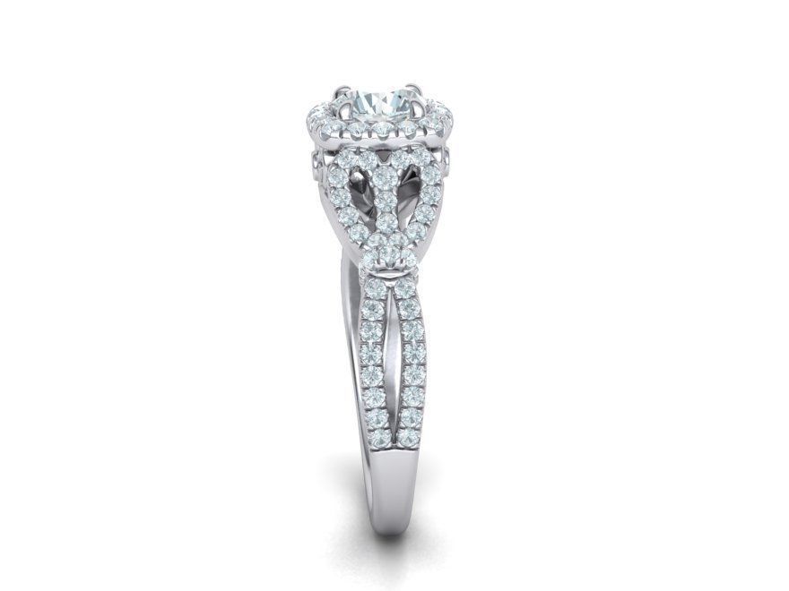 Petite  Cushion Halo ring 3dmodel with 5mm round stone 3D print model_23