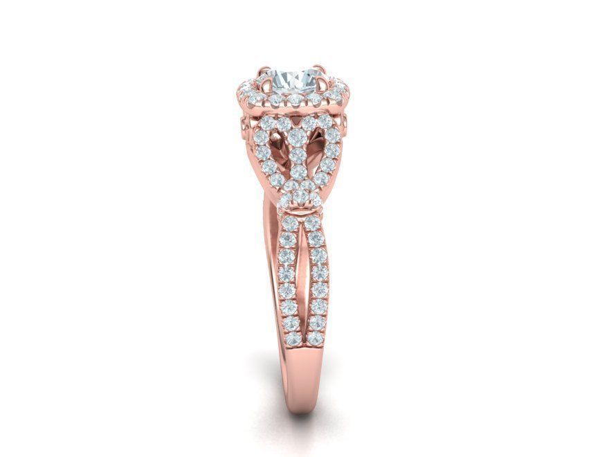 Petite  Cushion Halo ring 3dmodel with 5mm round stone 3D print model_22