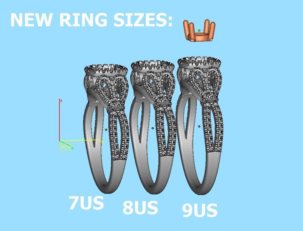 Petite  Cushion Halo ring 3dmodel with 5mm round stone 3D print model_7