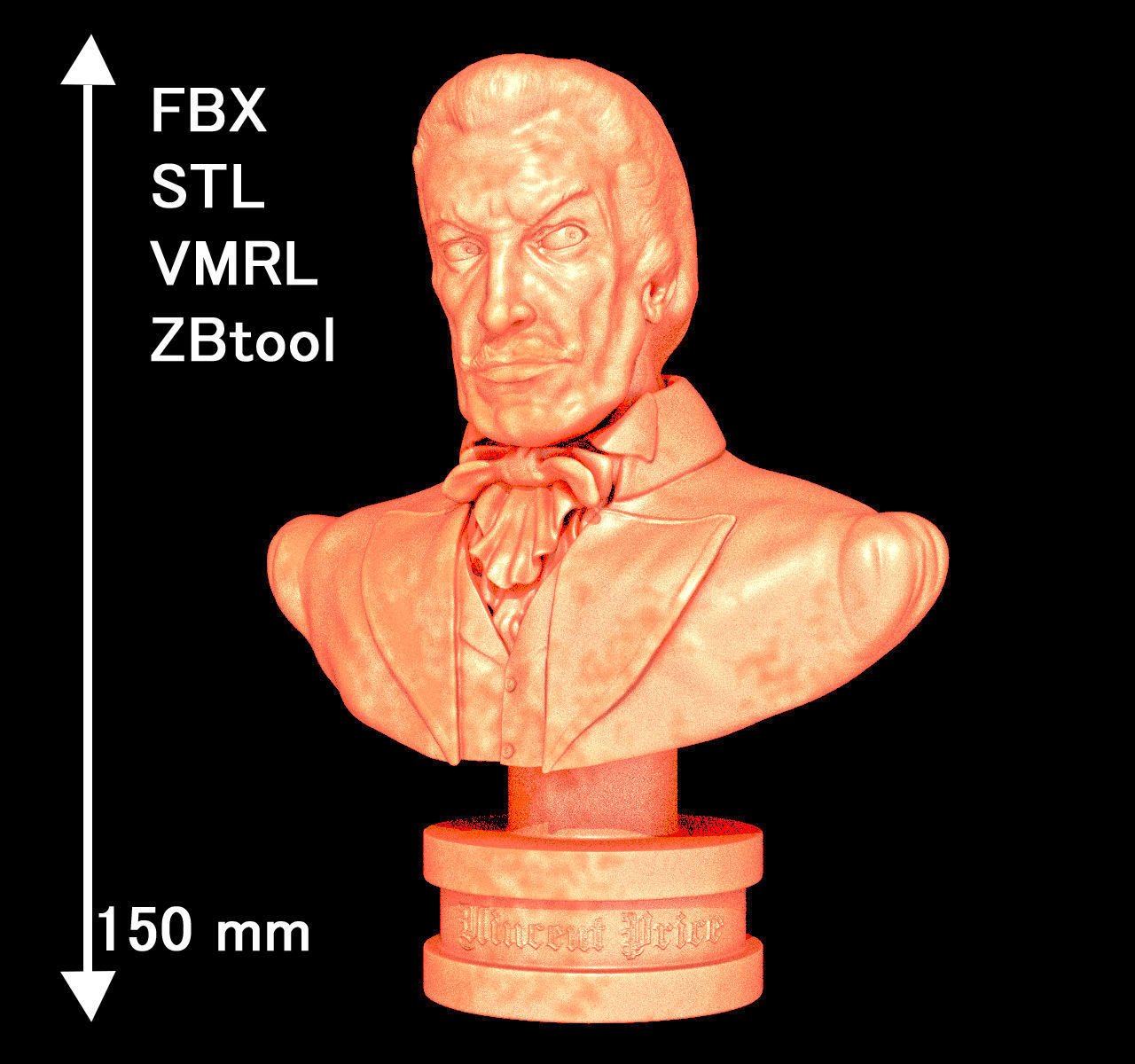 Bust Vincent Price 3D print model_3