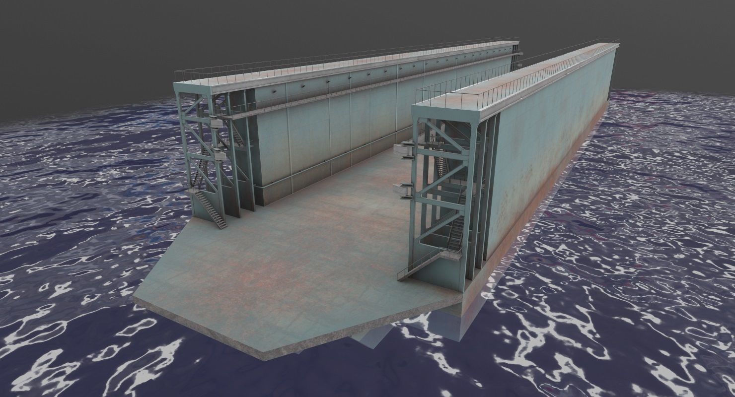 Floating Dock 2 Low-poly 3D model_2