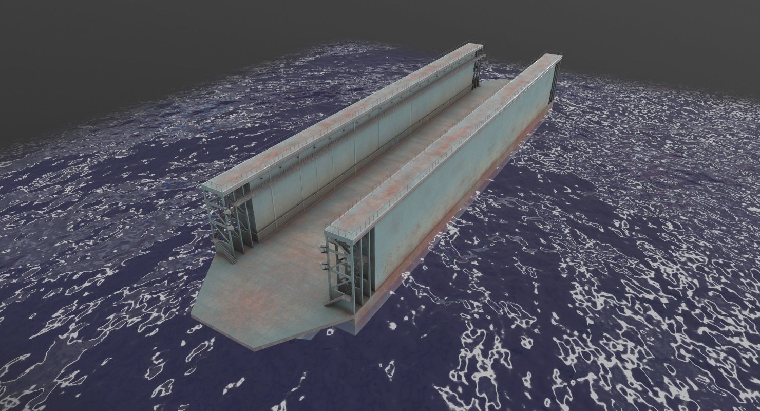 Floating Dock 2 Low-poly 3D model_1