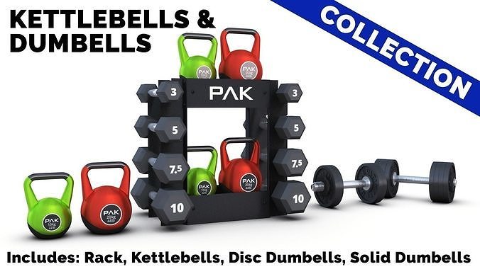 Kettlebells and Dumbbells Collection 3D model