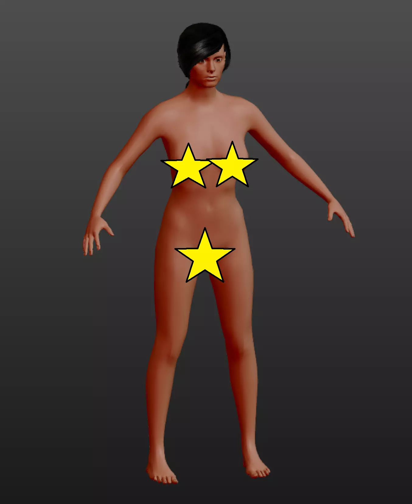 Female nude woman Low-poly 3D model_0