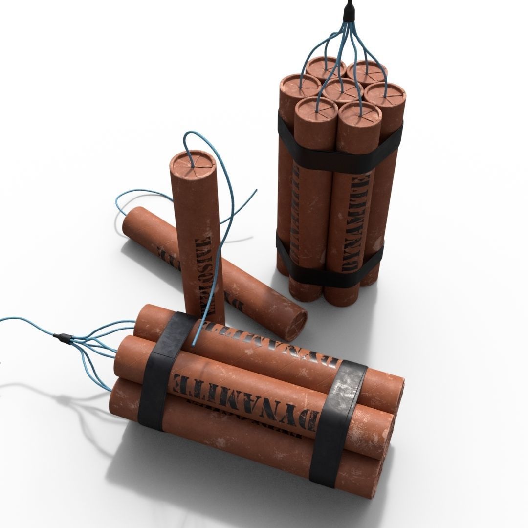 Dynamite three sticks 3D model_4