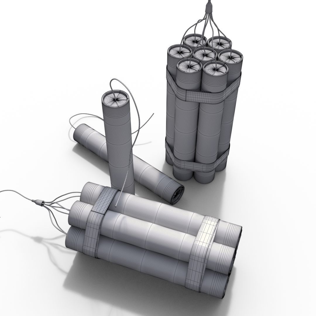 Dynamite three sticks 3D model_9