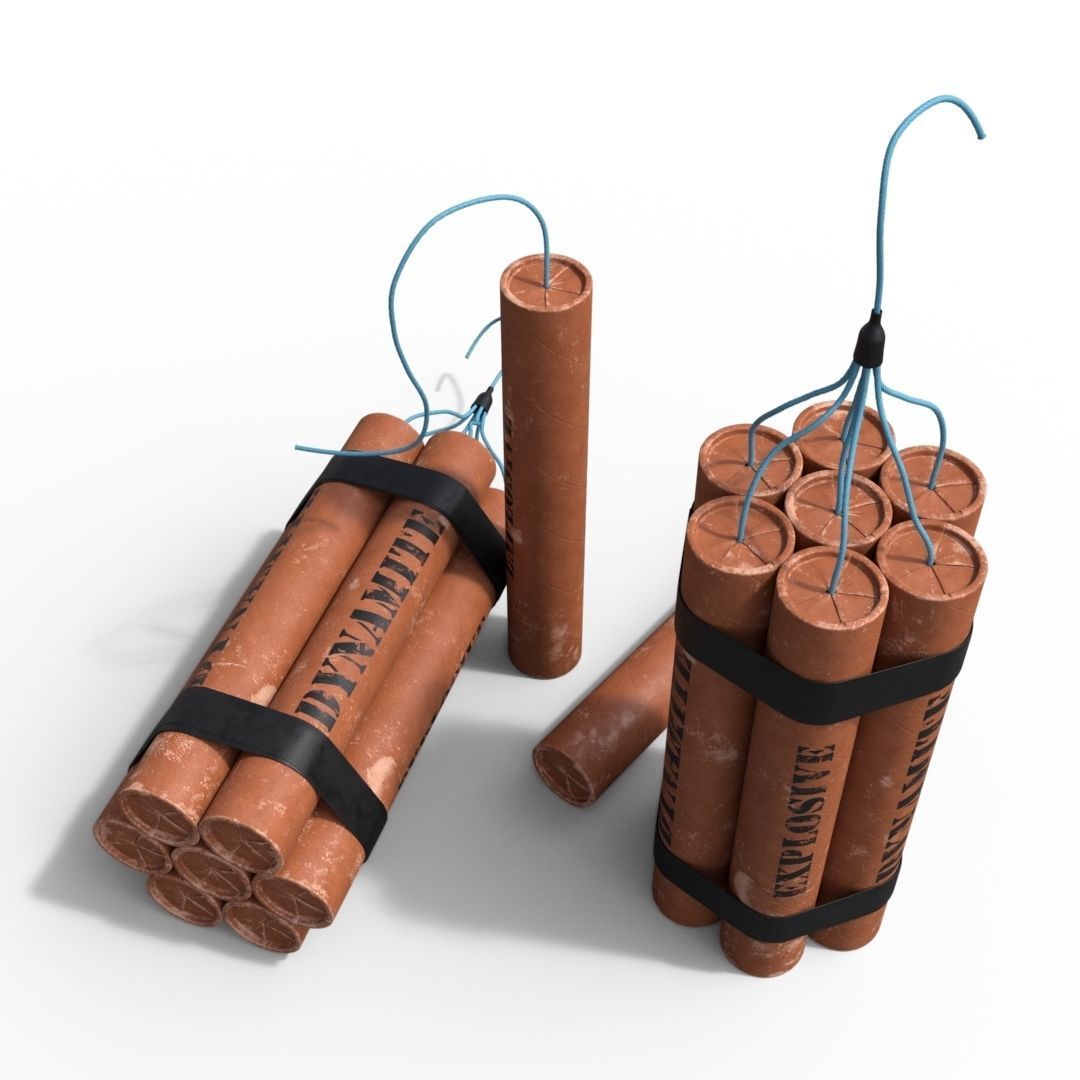 Dynamite three sticks 3D model_3