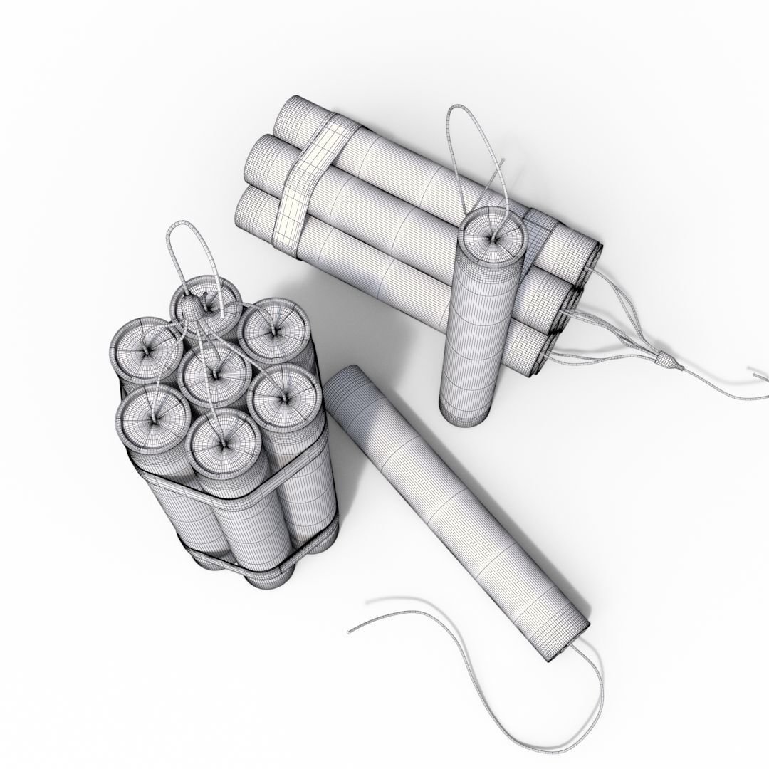 Dynamite three sticks 3D model_7