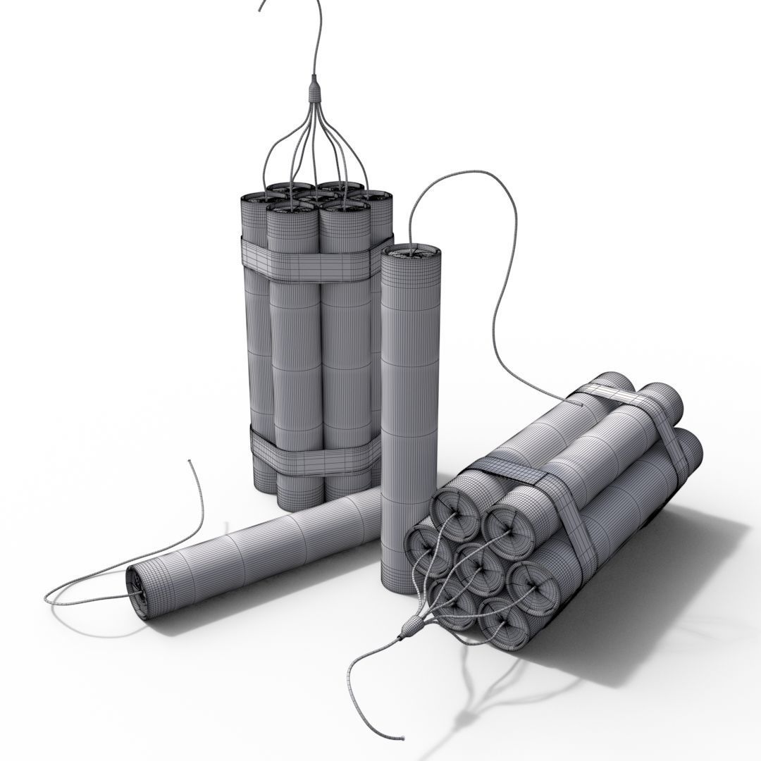 Dynamite three sticks 3D model_10