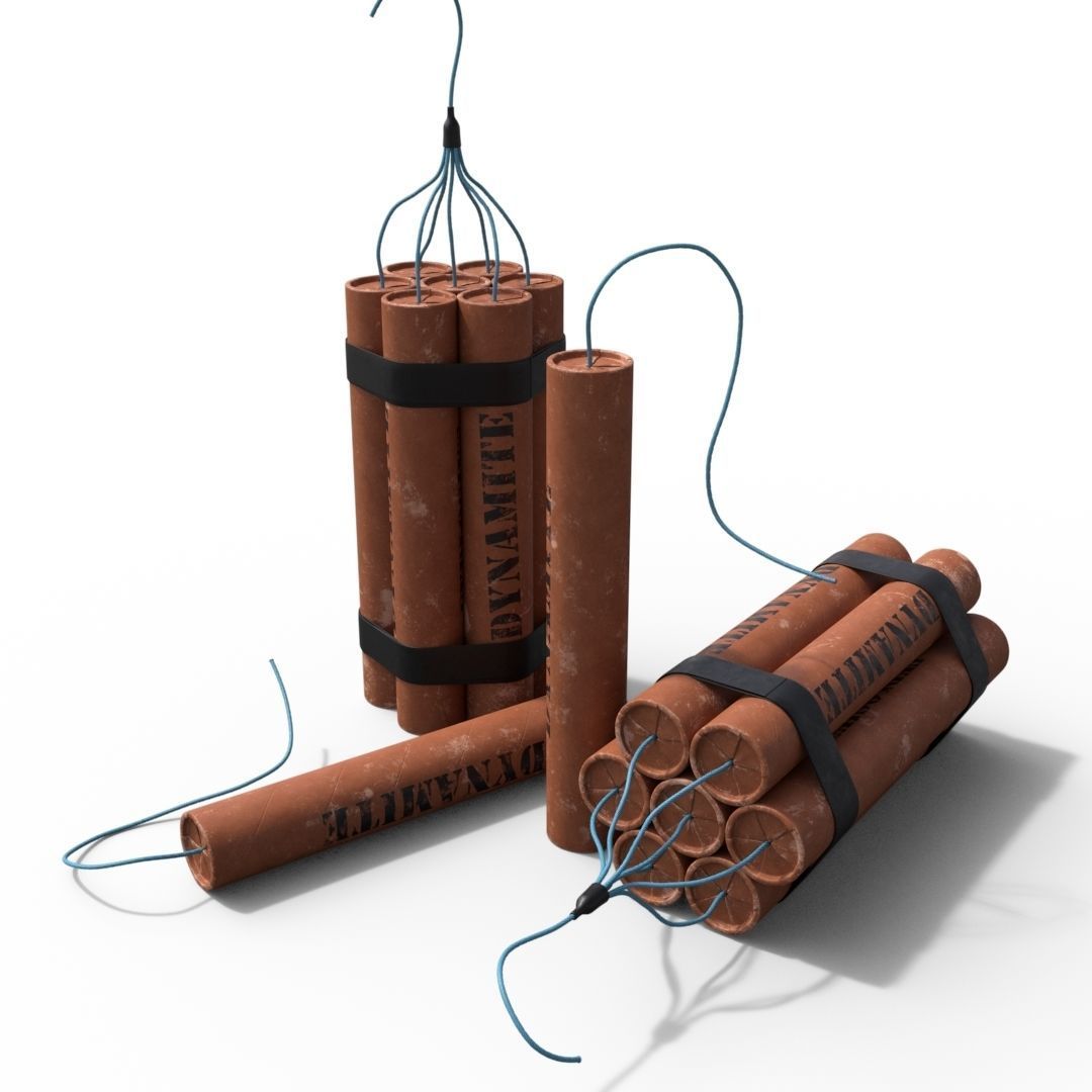 Dynamite three sticks 3D model_5
