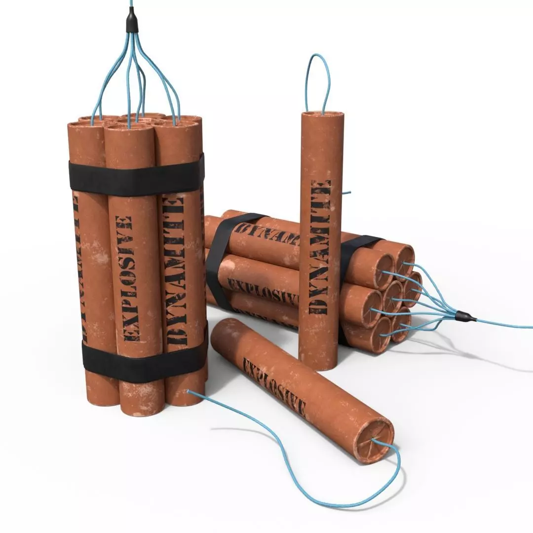 Dynamite three sticks 3D model_0