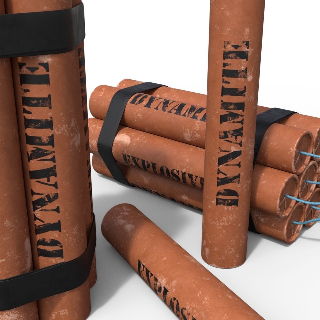Dynamite three sticks 3D model_1