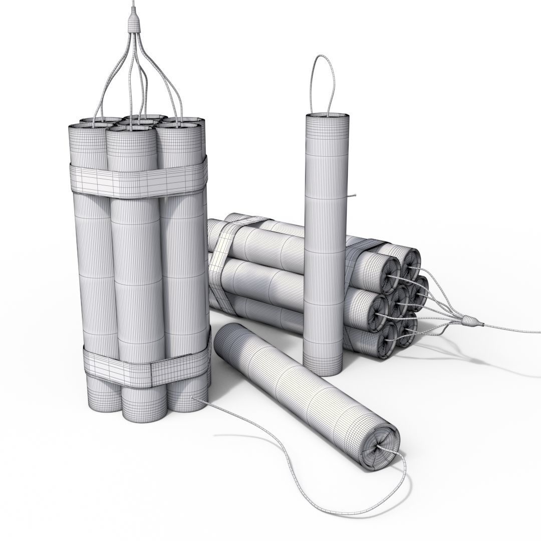 Dynamite three sticks 3D model_6