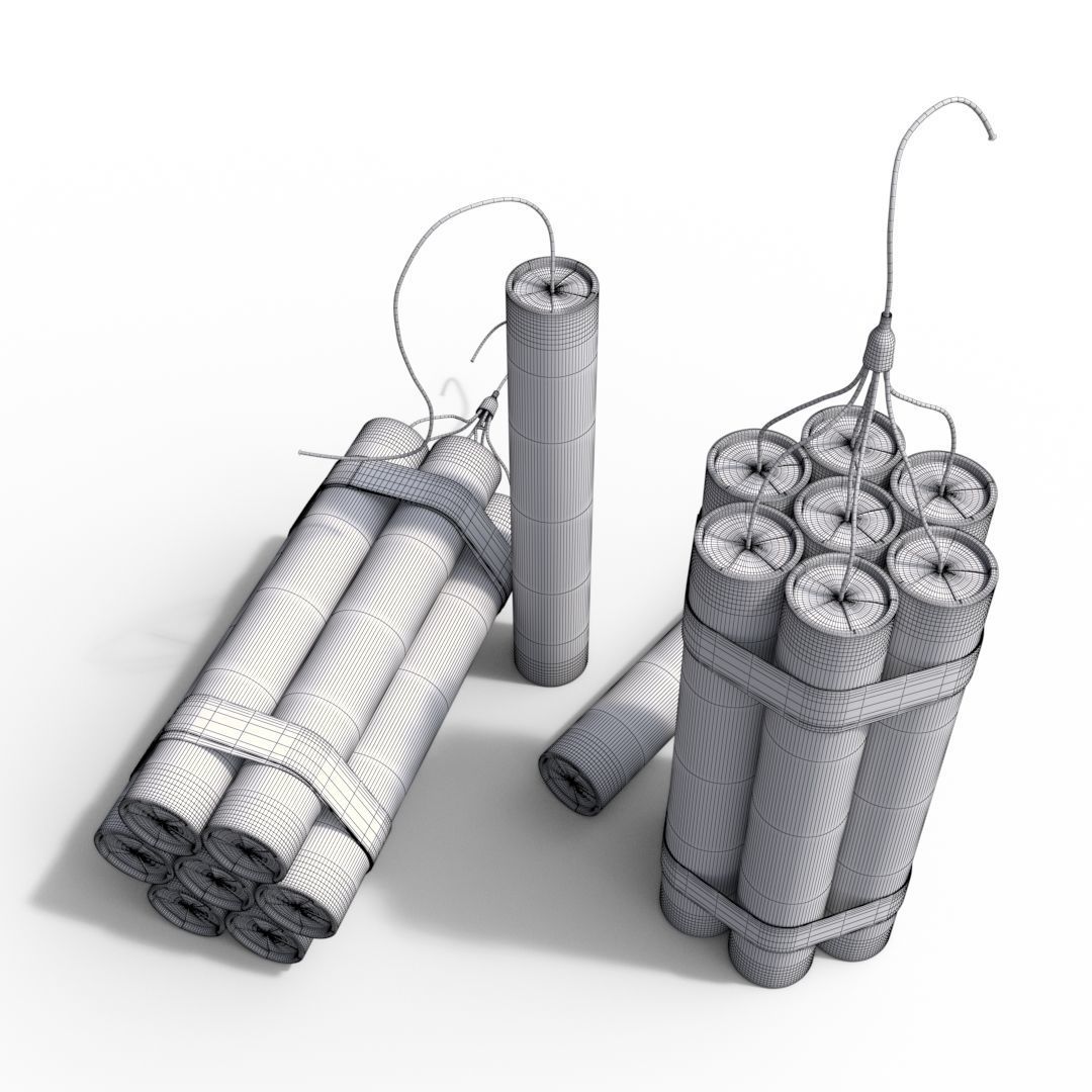 Dynamite three sticks 3D model_8