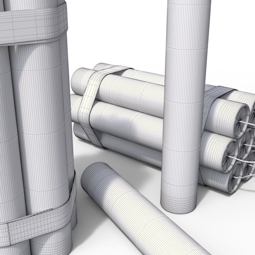 Dynamite three sticks 3D model_11
