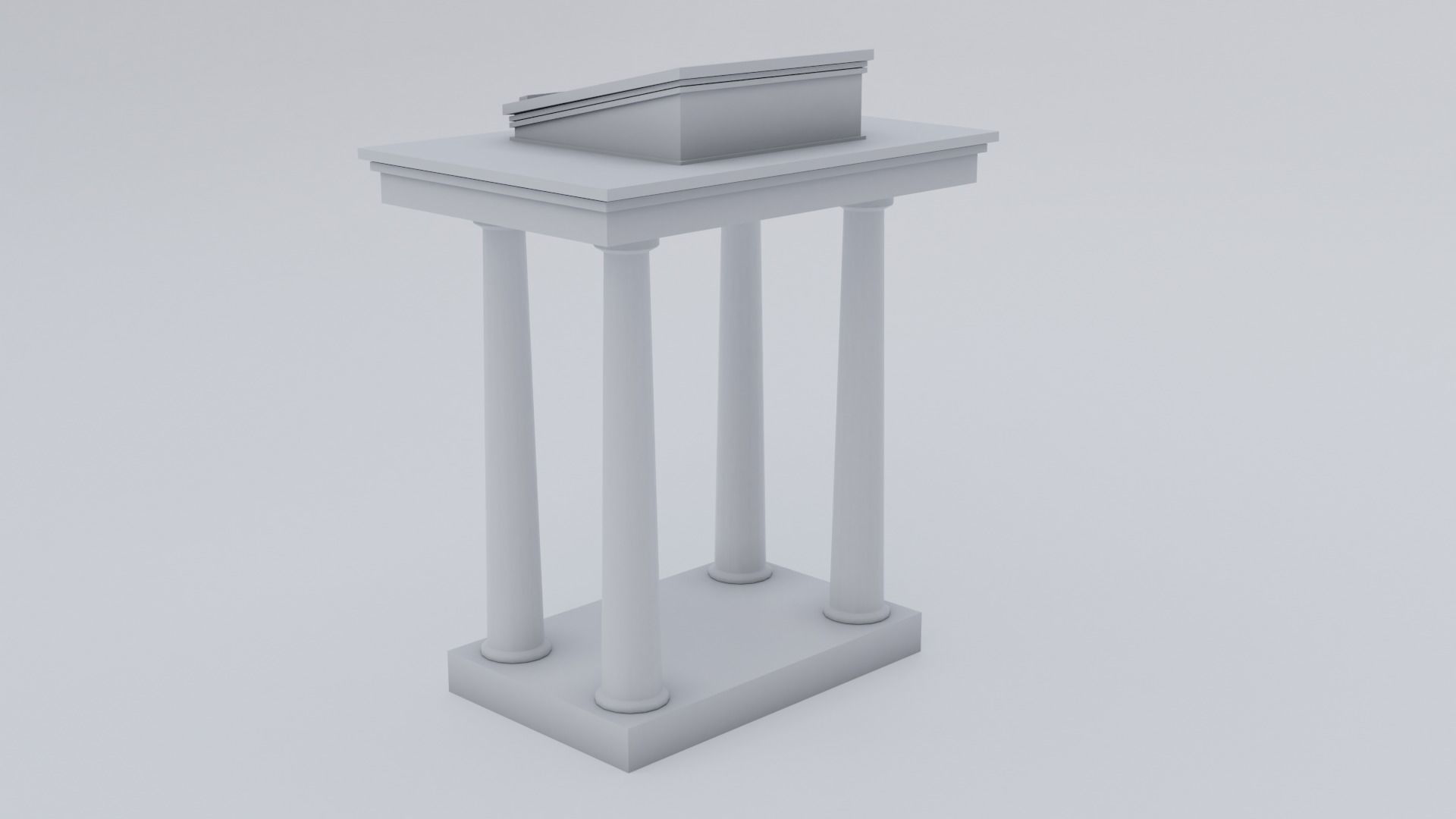 Lectern C wooden podium with book on top Low-poly 3D model_25