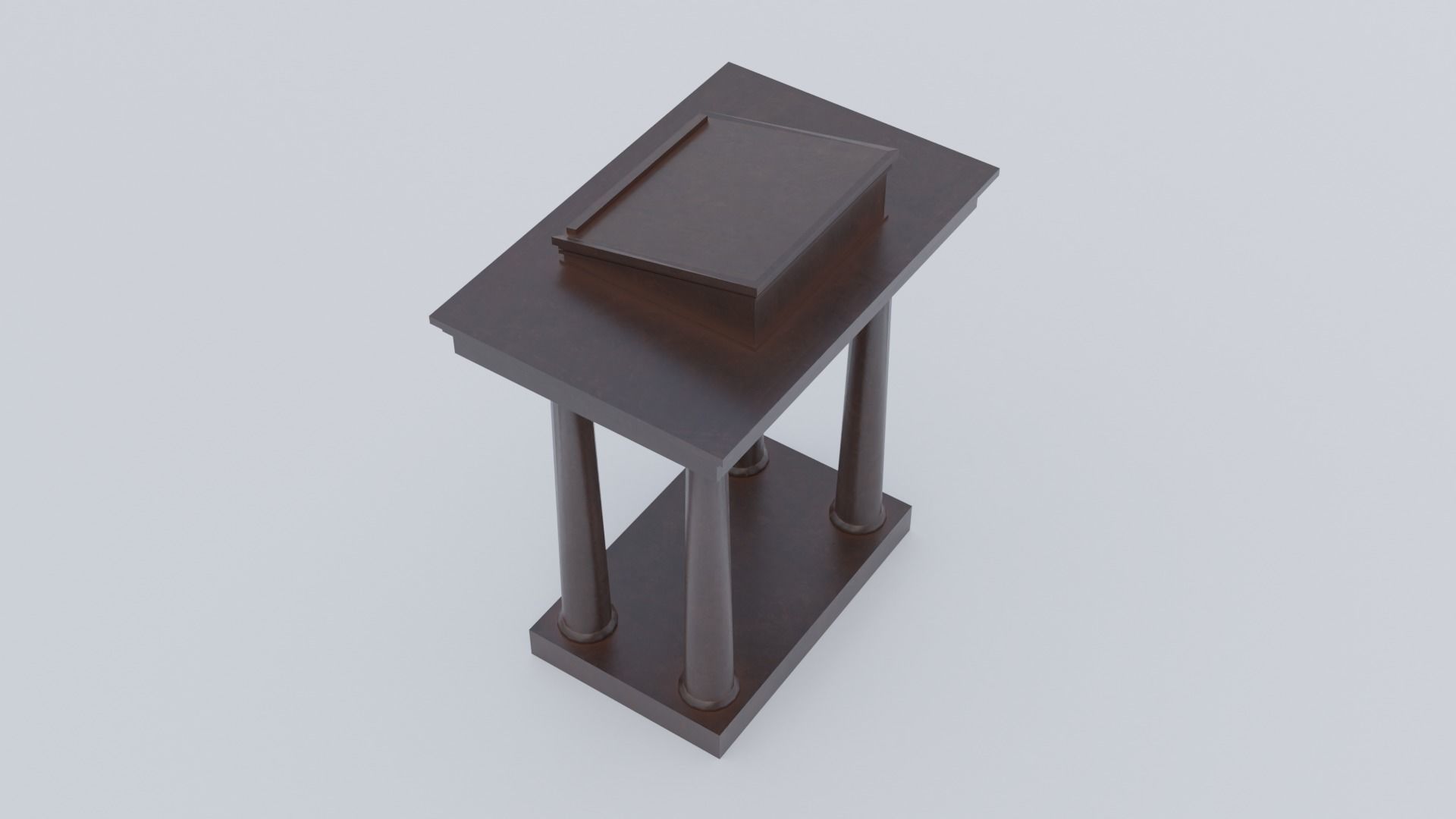 Lectern C wooden podium with book on top Low-poly 3D model_1