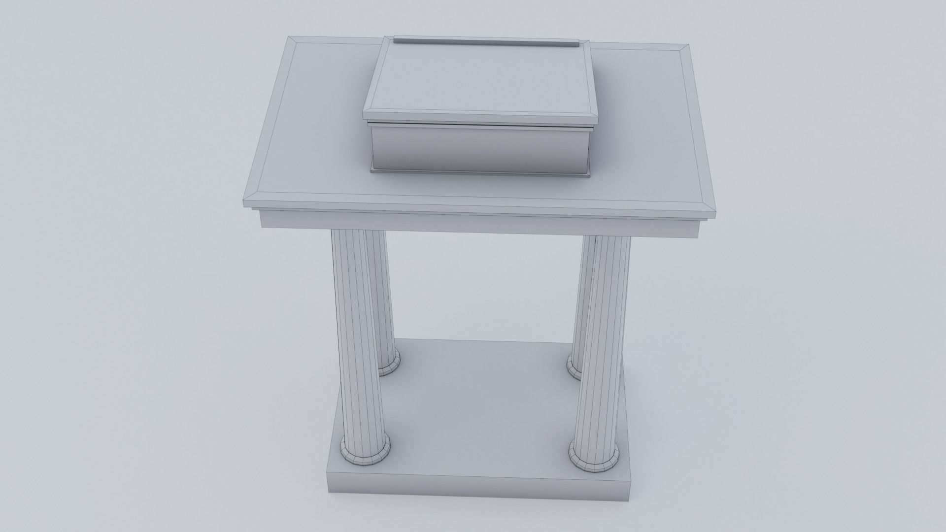 Lectern C wooden podium with book on top Low-poly 3D model_30